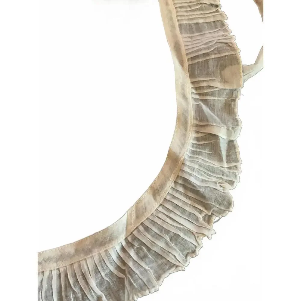 Vintage Ruffled Linen Apron with Pocket